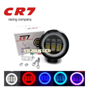 Lampu Daymaker 3 Mata 3.5 Inch Bulat Plus Ring Angel Eyes 12V-24V Universal Mobil Motor Car