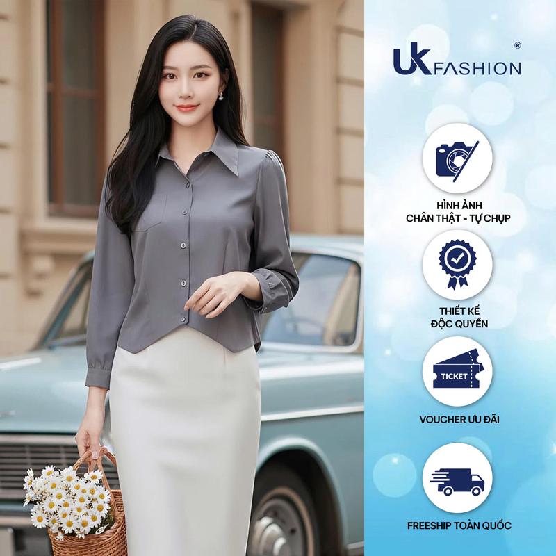 Áo Sơ Mi Súp Gấu Kiểu Thời Trang Công Sở UK Fashion Nữ Tính, Nhẹ Nhàng, Basic Vải Mềm UNSM2508012