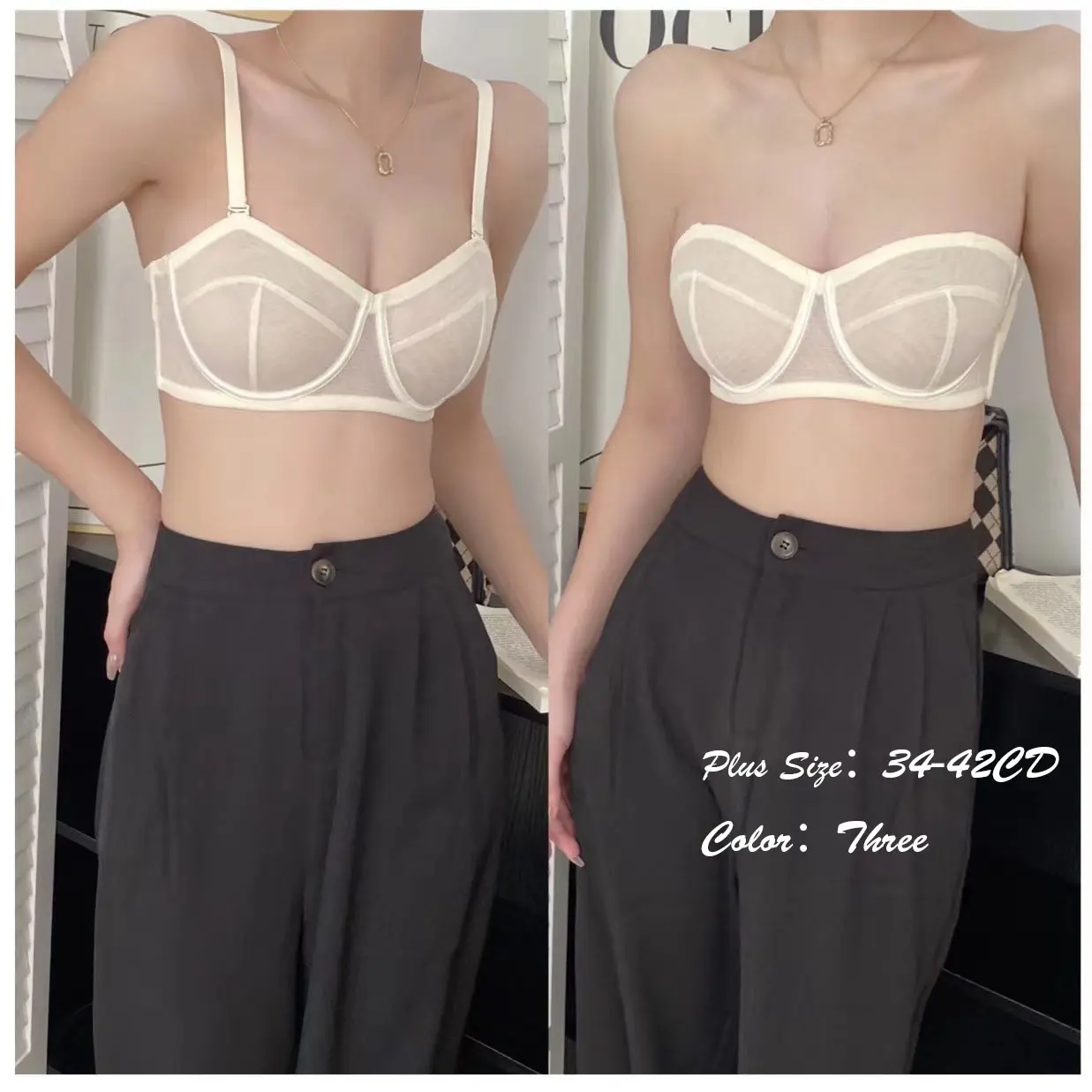 Áo Ngực Không Dây 2 Mảnh, Mặc Áo Ngực Mỏng Chống Trượt, Áo Và Gọng Mềm, Vỏ Áo Ngực Ngoại Cỡ