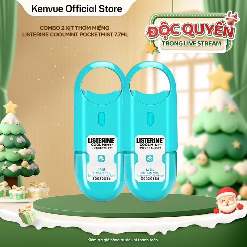 Combo 2 Xịt Thơm Miệng Listerine Coolmint Pocketmist 7.7ml