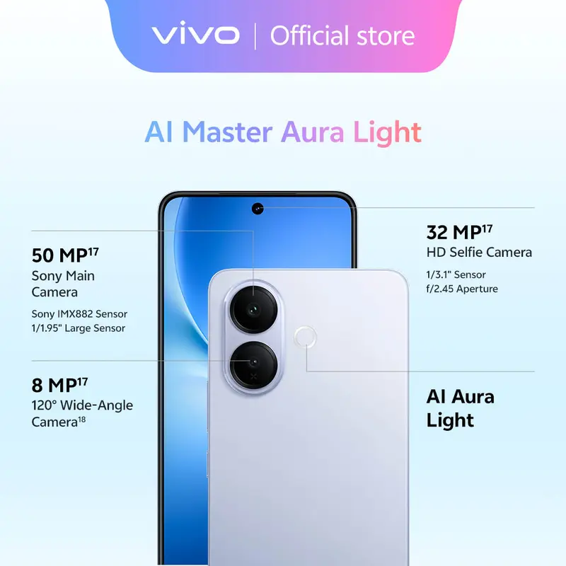 [ONLINE EXCLUSIVE] vivo V60 Lite 4G (8/128) 50MP Sony Camera, 6500 mAh + 90W FlashCharge, Bypass Charging, AI Four-Seasons, SGS 5-Star Drop Resistance