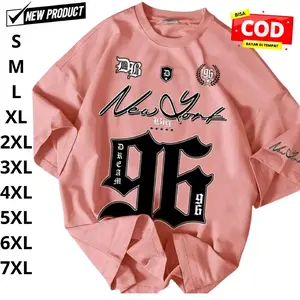 KAOS BIG SIZE BAJU JUMBO LOGO 96 7XL 6XL 5XL 4XL 3XL 2XL XL L M S KAOS Unisex JUMBO PRIA WANITA PREMIUM DISTRO Keren Jepang T-Shirt Panjang Abu Combed