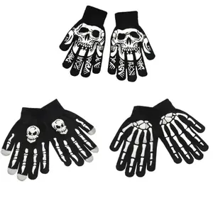 SARUNG TANGAN BAHAN RAJUT MOTIF SABLON TENGKORAK RANDOM,KAOS TANGAN RAJUT SKULL MOTIF RANDOM Gloves Kulit