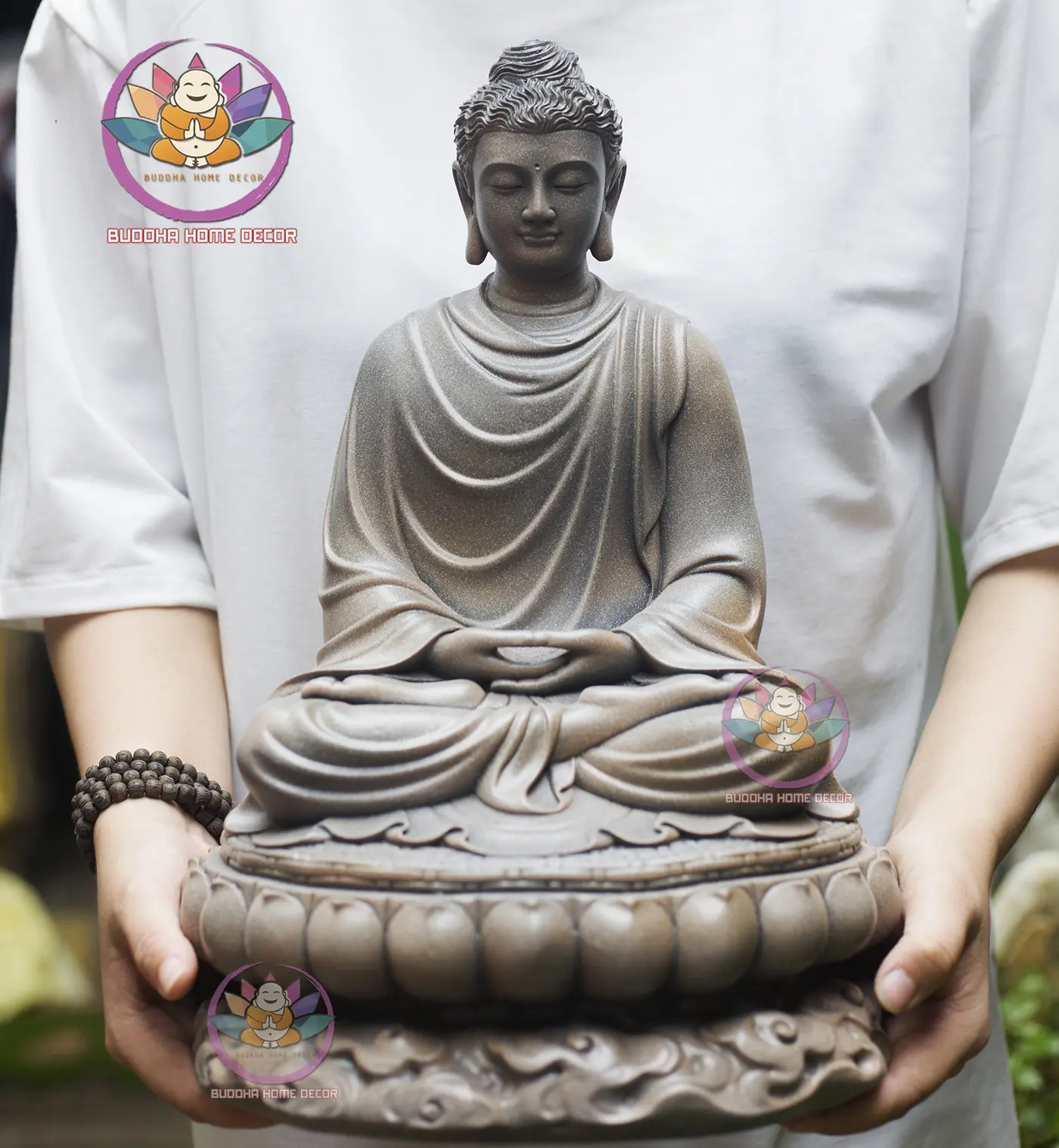 (MẪU MỚI) Tôn Tượng Thích Ca Cao 37 cm đế sen màu cổ độc đáo hàng có sẵn