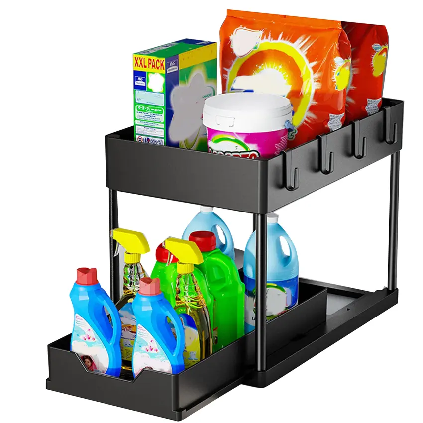 2 Tier Under Sink Storage Organizer Sliding Drawer Multipurpose Rack Cabinet Under Sink Storage Rack Bathroom Kitchen Organizer