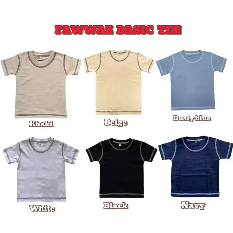FAWWAZ BASIC TEE-KAOS ANAK UNISEX-KAOS ANAK 1-7THN-KAOS ANAK JAHITAN TERBALIK