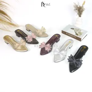 Sandal Heels Wanita Pita Permata Mika Transparan Heels 3 Cm Cantik Kekinian Elegan Mewah