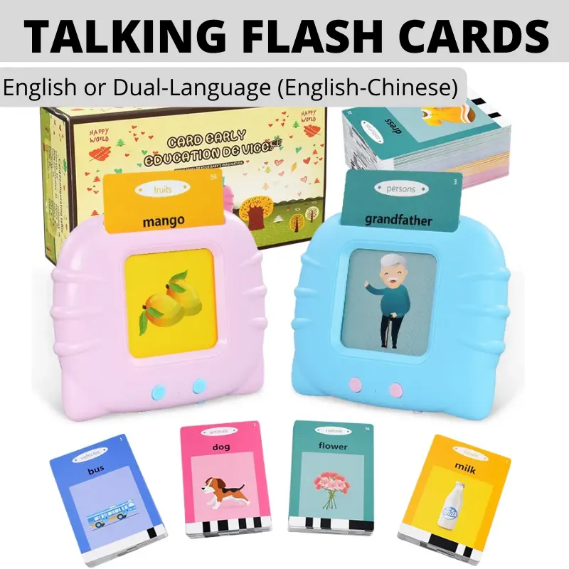 Baby Talking Flash Cards Audio in English/ Chinese Early Educational Learning Montessori Cognitive Toy Gift (2-6+ Years)
