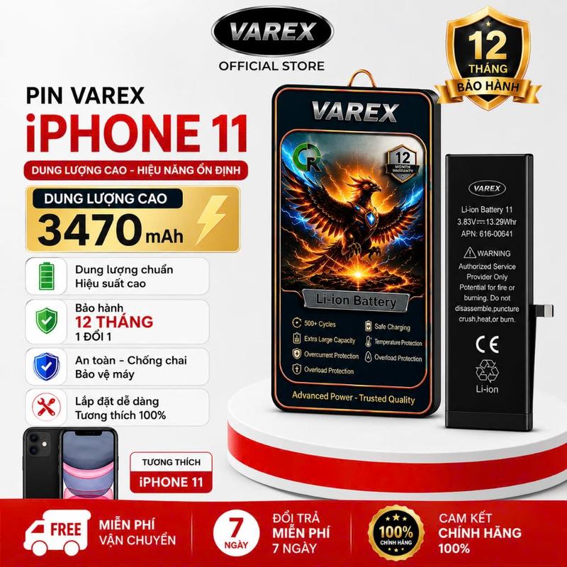 Pin Varex iPhone 11 Dung Lượng Cao 3470mAh