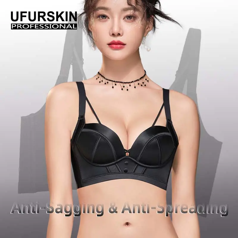 【UFURSKIN】Soft Gel Bone Support Bra  Crescent Lift for Secure Hold  Ganoderma Thermal Sensing Chip for Comfort & Wellness Shaping Bra for Women, Comfortable Wire-Free Push-Up, Side Support   Fabric Womenswear 32-38 ABC  ---YW898