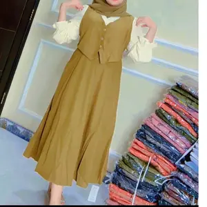 Gamis mewah mewah ld 110 pb 140 bahan ceruty armany + hijab bahan adem full furing