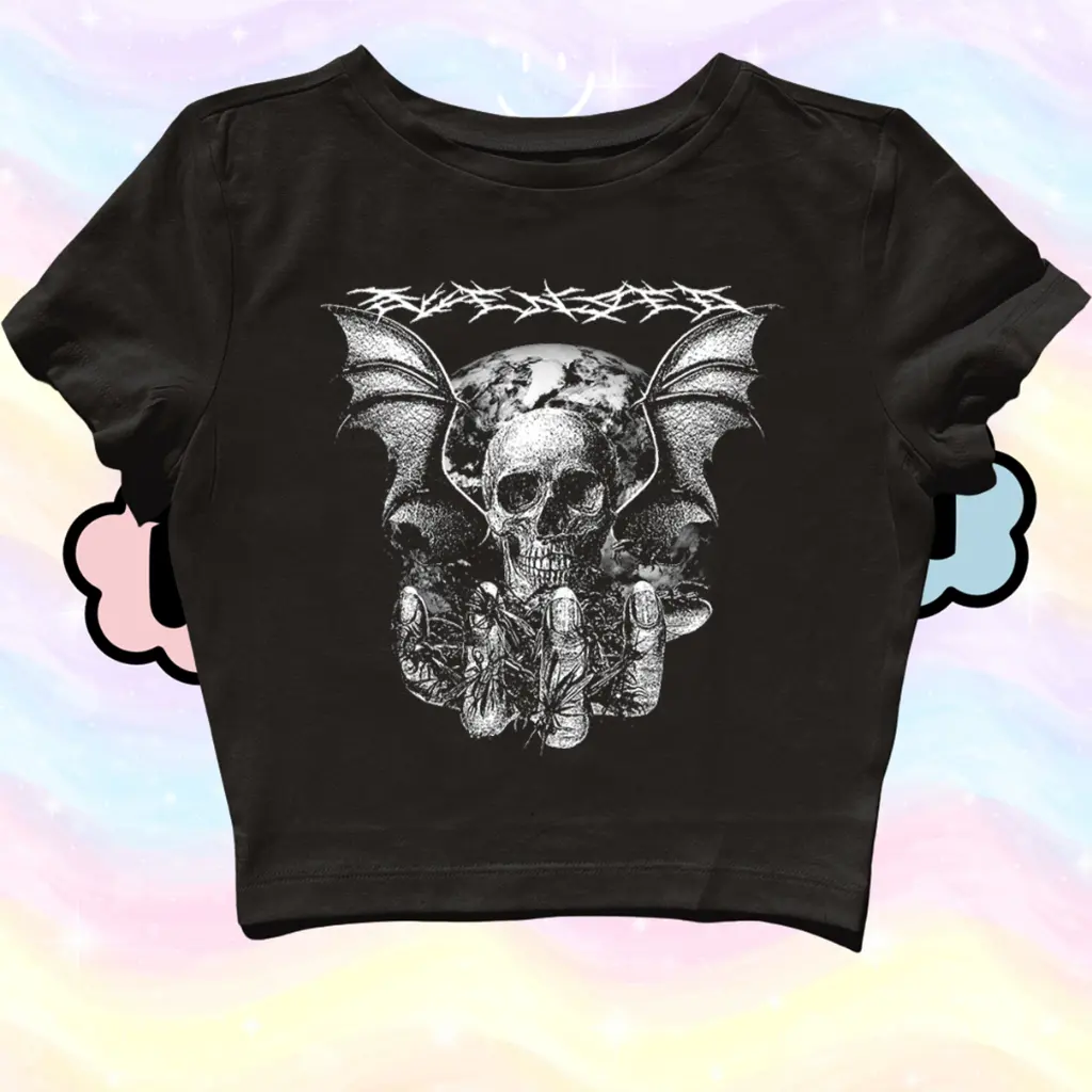 RMTH | CROP TOP AVENGED SEVENFOLD SKULL BLACK | GRUNGE | Y2K | METAL | VINTAGE | ANIME | BAND | KPOP | ROCK | STREETWEAR | CROPTOP | CROP TEE | SLIM FIT | AESTHETIC | COTTON COMBED 24S | WANITA DEWASA ANAK