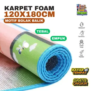 EVAMAT - Karpet Foam Motif Bolak Balik ukuran 120x180cm Tebal 6mm / Tikar Busa Empuk Tebal Alas Main anak