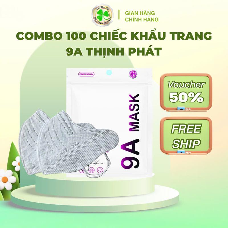 Combo 100 Chiếc KHẨU TRANG 9A THỊNH PHÁT 5 Lớp dày dặn, form to, che kín khuôn mặt size 45-99kg