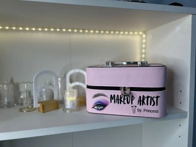 Custom Nama pouch makeup basic Tingkat / tas kosmetik/ makeup box 0