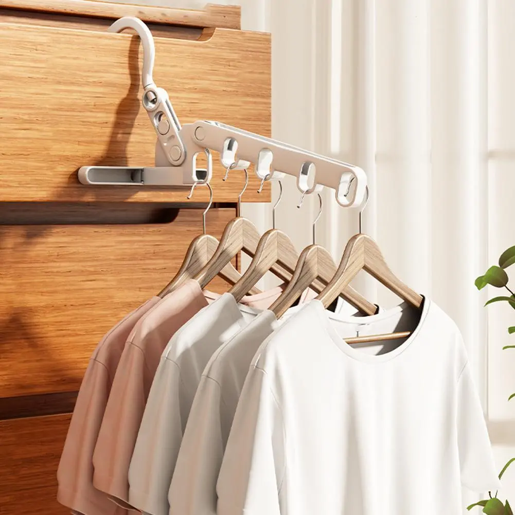 2Pcs Folding 5-hole Clothes Drying Rack 360 Degree Rotary Hook Portable Travel Hanger For Hotel Home Foldable Drying Hanging Rack Multifunctional Clothes Rack