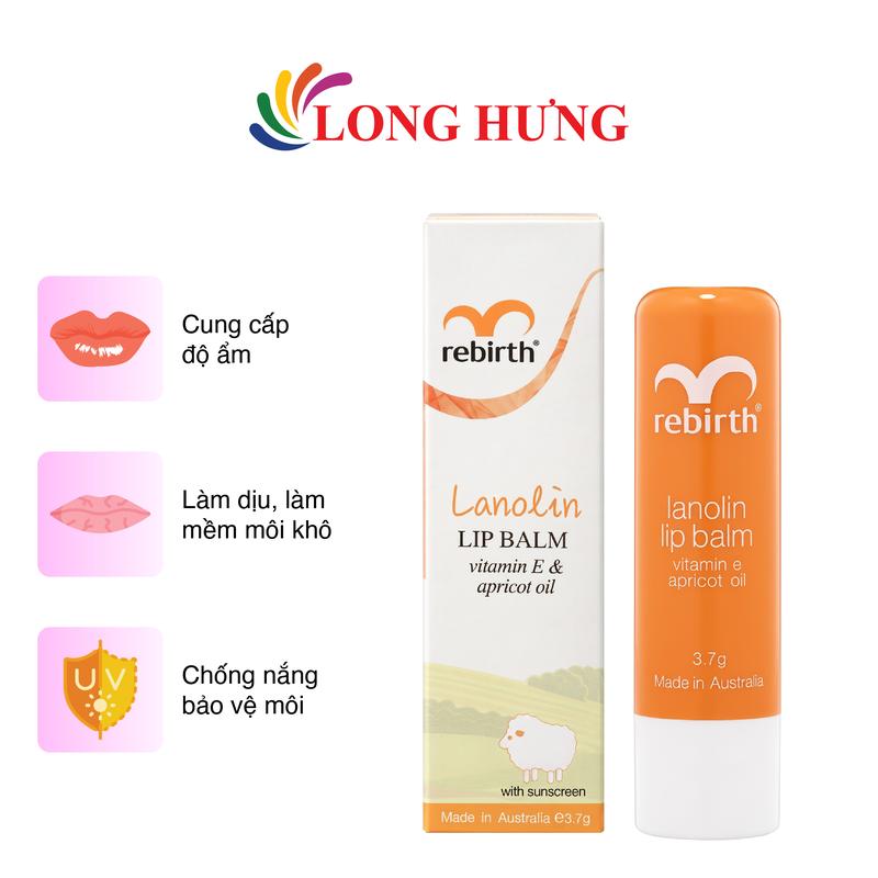 Son dưỡng môi nhau thai cừu Rebirth Lanolin Lip Balm (3.7g)