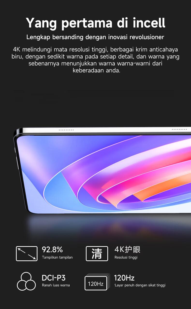 Miracle  2025 M66 Promax 11.8" Tablet [16GB+1TB]1Pengalaman Pro Layaknya PC|120Hz OLED RealColor tablet FullView Display l Ultra-tipi l Tablet cerdas HD l Hiburan Kantor Wifi Bluetooth Kamera Layar sat