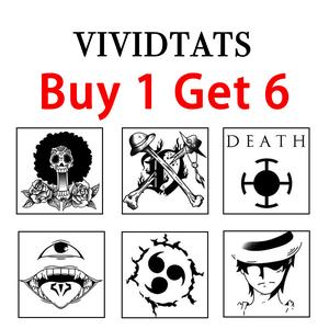 Buy 1 Get 6: One Piece Tattoo Stickers (6-Piece Set) Herbal temporary tattoo stickers, waterproof & sweatproof, long-lasting, realistic, stylish and durable, unisex design