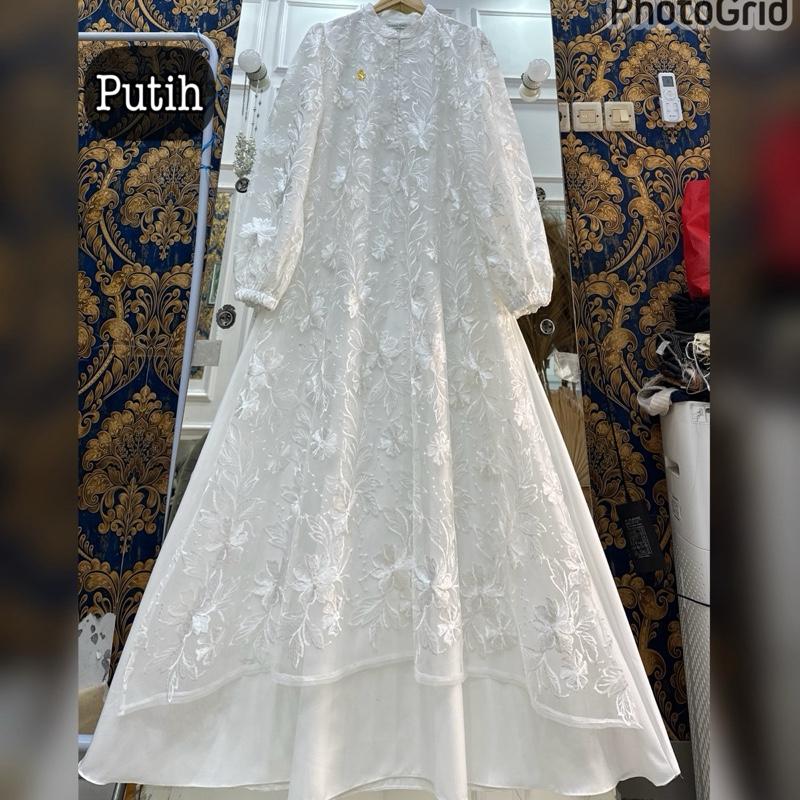 Queenasyari - Jasmine Dress (Hanya Gamis) Jumbo  Bahan Soft Twill Marbella mix Brukat Gamis Wanita Muslim  Lembut Maxi Panjang Mewah Pesta Kondangan Lebaran Trend 2026  Nyaman