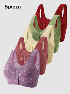 Brasier sin varillas con estampado floral menudo para mujer, brasier deportivo casual, cómodo y transpirable, lencería femenina para todas las estaciones, ropa de mujer