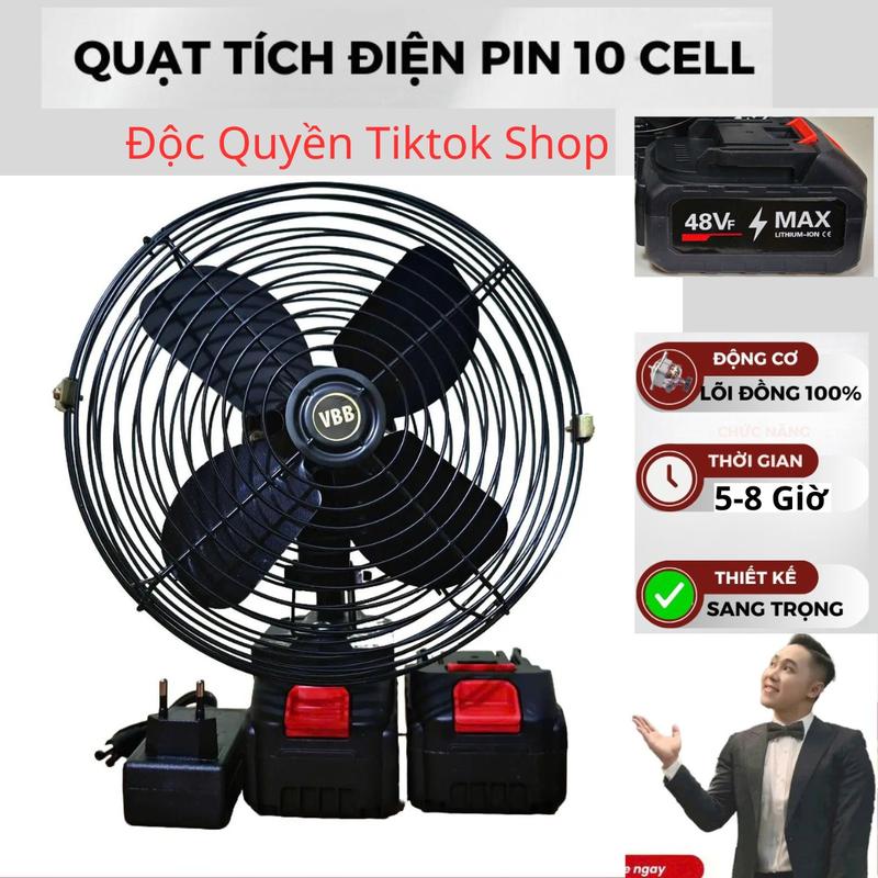 ĐỘC QUYỀN VINHBANHBO Quạt Tích Điện GEMA Pin 10 Cell 48V Dùng Liên Tục 8H Quạt Để Bàn 2 Cấp Độ Gió Siêu Mát