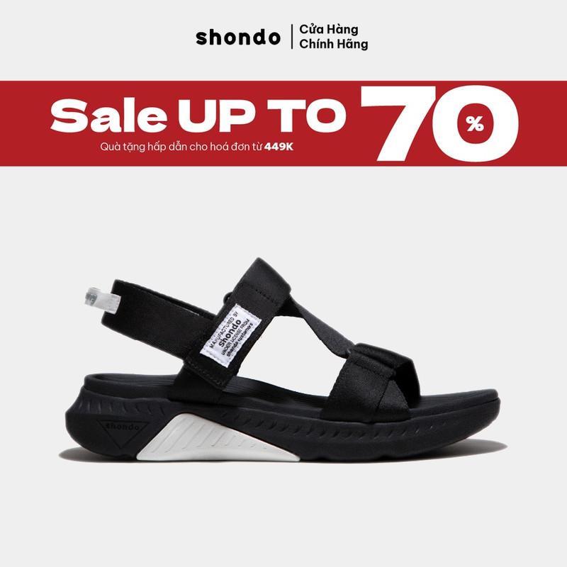 Giày Sandal Nam Nữ SHONDO F7 Racing Thời Trang, Êm, Nhẹ, Đi Học Đi Chơi Màu Đen Trắng F7R1010