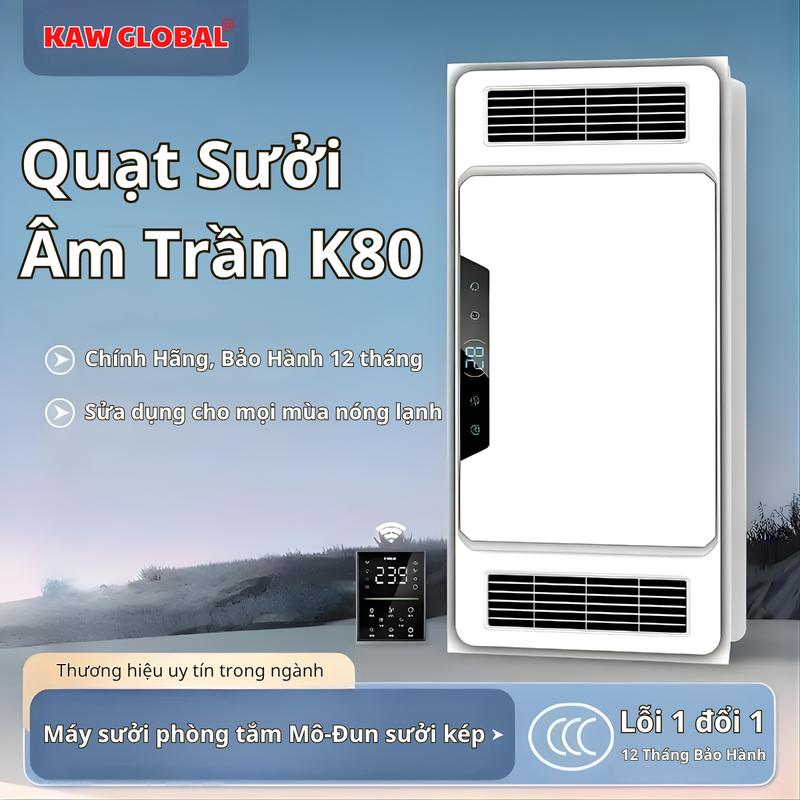 KAW Quạt Sưởi Âm Trần Luxury K80 Kích Thước 60X30 - Chính Hãng Bảo Hành 12 Tháng - Lỗi 1 đổi 1 trong vòng 15 ngày