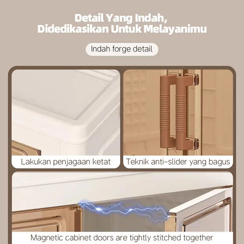 CUBBIE Lemari Lipat Plastik 2-5 Tingkat/Roda 360° Lemari plastik susun/kitchen Organizer box/Pintu Magnet Mainan Storage Box Serbaguna/Lemari Pakaian Plastik Ekstra besar Furniture/lemari plastik 4 susun jumb/lemari plastik model baru 2025 6