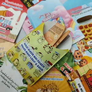 isi 50 Pcs AMPLOP THR LEBARAN/Angpao Lucu/Amplop Gambar/Amplop Hari raya/Amplop lebaran Medium Merah