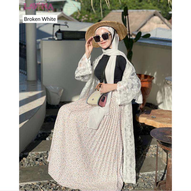 Lavina VB136 | Floria Skirt Rok Plisket Bunga Wanita Maxi Korean Style Bahan Hyget Premium 8