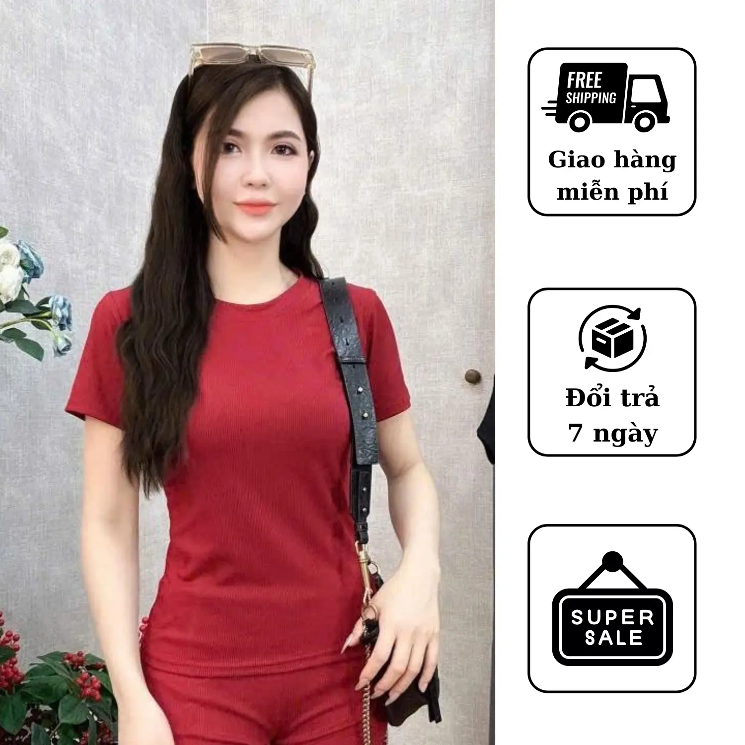 Combo 2 - 3 - 4 Áo Thun Chất Liệu Gân Tăm, Cổ Tròn, Co Giãn, Thoáng Mát Cho Nữ - LION - STORE