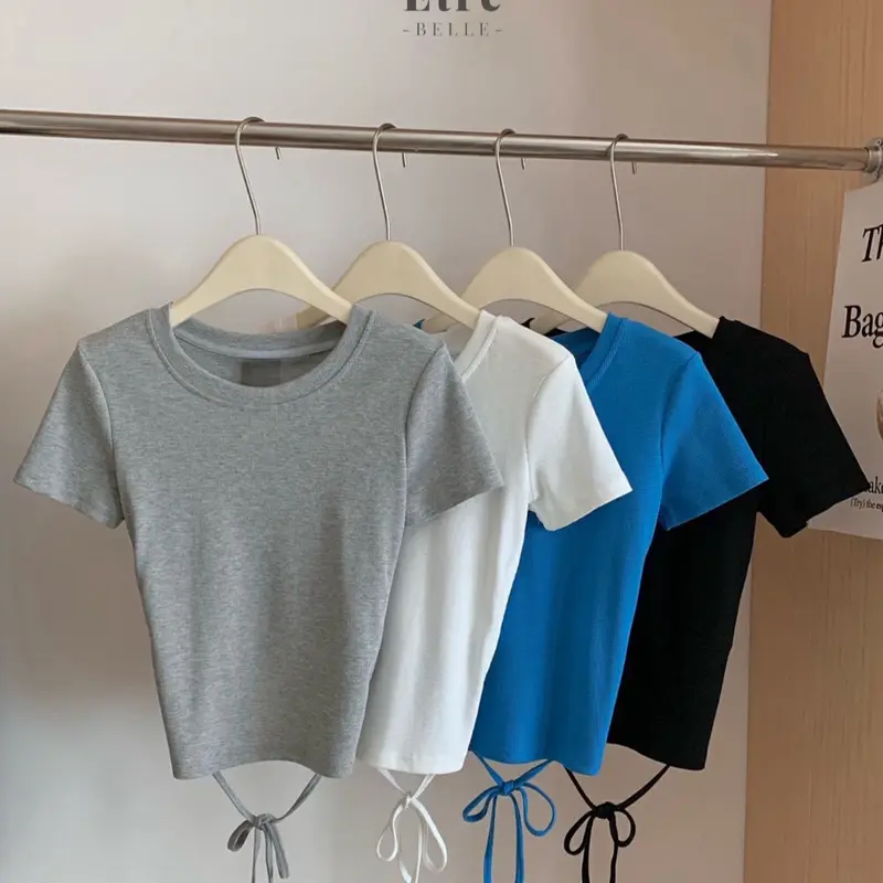 Etre Belle Shop | Nara Top | Atasan T-Shirt Crop Top Y2K Wanita Katun Polos Casual Korean Style Kaos Fit Slim Panjang Tee 3