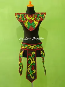 Renda bordir asesoris kostum tari asesoris motip dayak lidah panjang