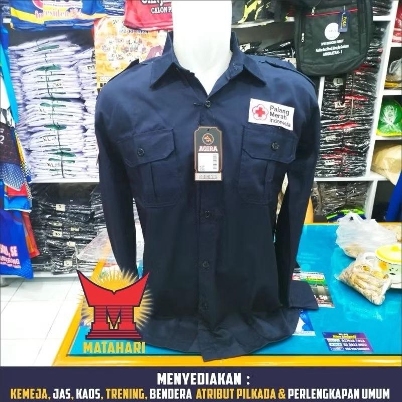 KEMEJA PDH PMI PMR KEMEJA MERAH Kerah Panjang Atasan Pria Wanita Cowok Baju