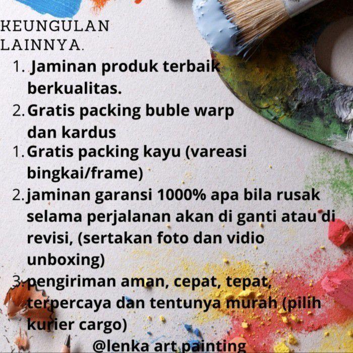 lukisan dinding pemandangan eropa hiasan dinding aesthetic modern Kayu Frame