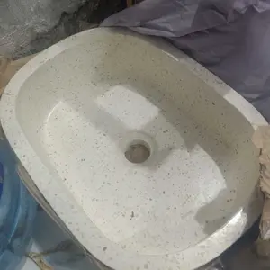 Megah Marmer | Wastafel Bentuk Oval Ukuran 40cm Desain Estetik Minimalis Motif Mix Free Packing Kayu