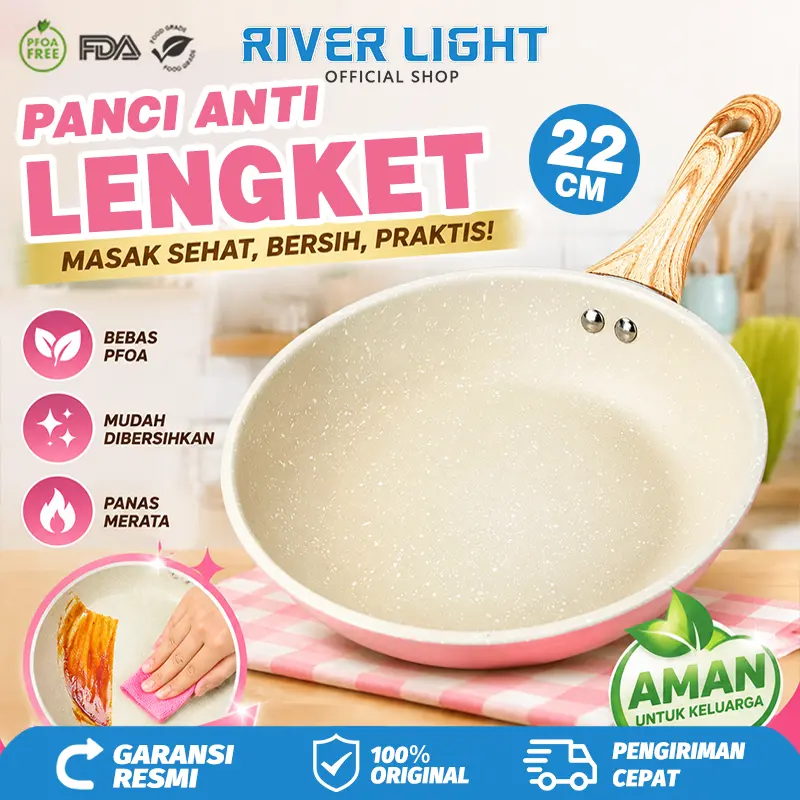 [EXCLUSIVE KOKOPANCI] RIVER LIGHT - Wajan Teflon Anti Lengket 22CM SERBAGUNA BEBAS PFOA - Kitchenware