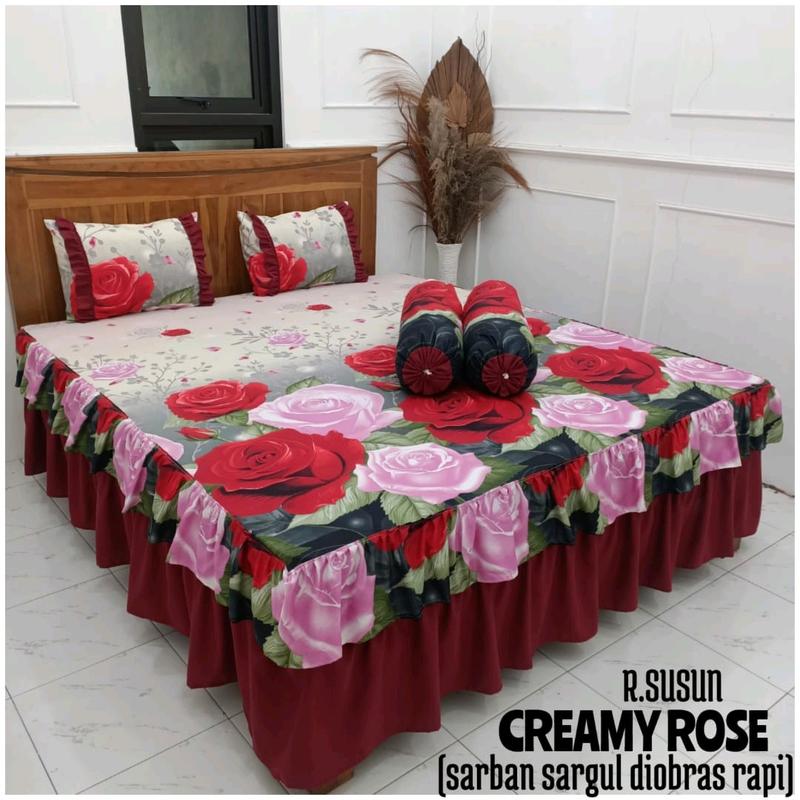 SPREI RUMBAI SUSUN UK.180X200 | SEPREI RUMBAI 180 | SPREI RUMBAI Katun Bunga King Size Karet 3