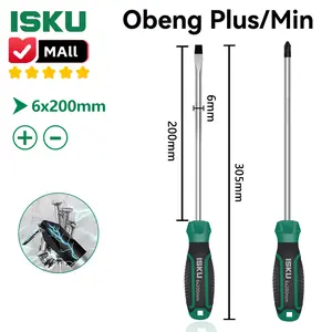 ISKU obeng set 2pcs 6*200 mm plus minus screwdriver set tip magnetik