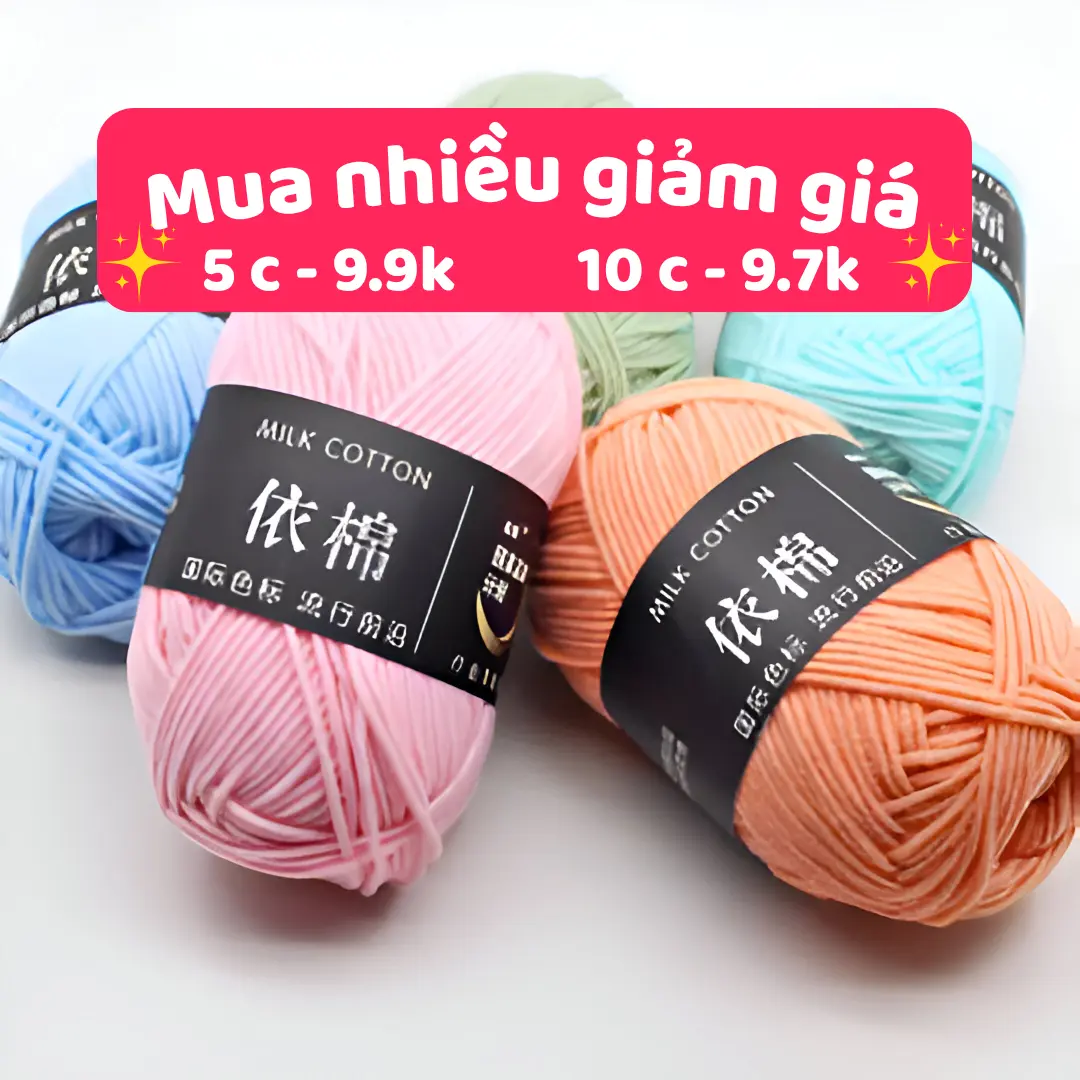 [Bông bán Len] Len Milk Cotton 50g Mác đen mềm mịn sợi nhỏ cho người mới quà tặng gấu len, hộp hoa len