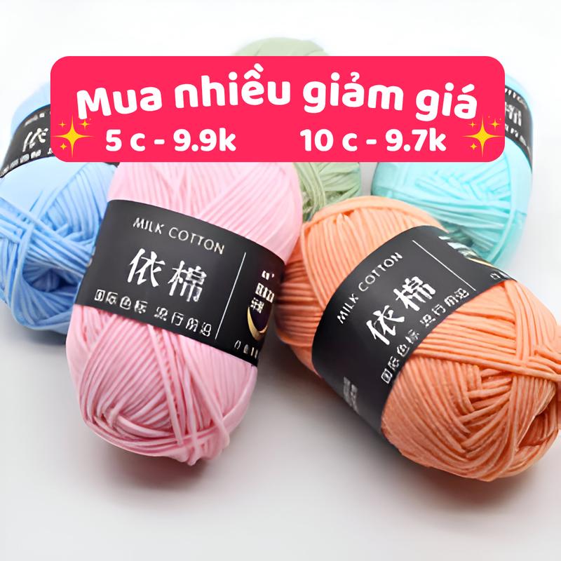 Len Milk Cotton 50g Mác đen mềm mịn sợi nhỏ cho người mới quà tặng back to…