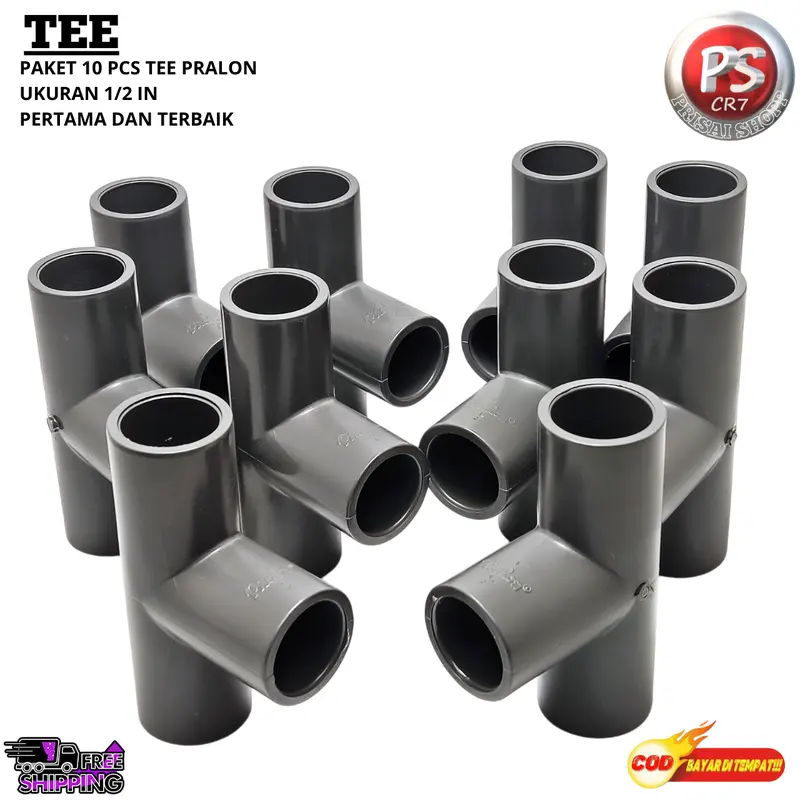 paket 10pcs T tee 1/2''inchi merek pralon/sambungan pipa pvc cabang 3 merek pralon 1/2''inchi 2
