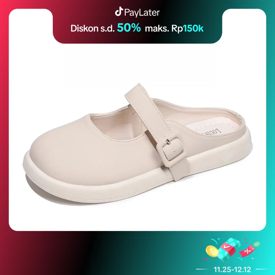 Louis&Victoria Sepatu Hitam Wanita Model Lucu Unik Nyaman Dipakai Sepatu Shoes Cewek Slip On Hangout Kasual LWL7309