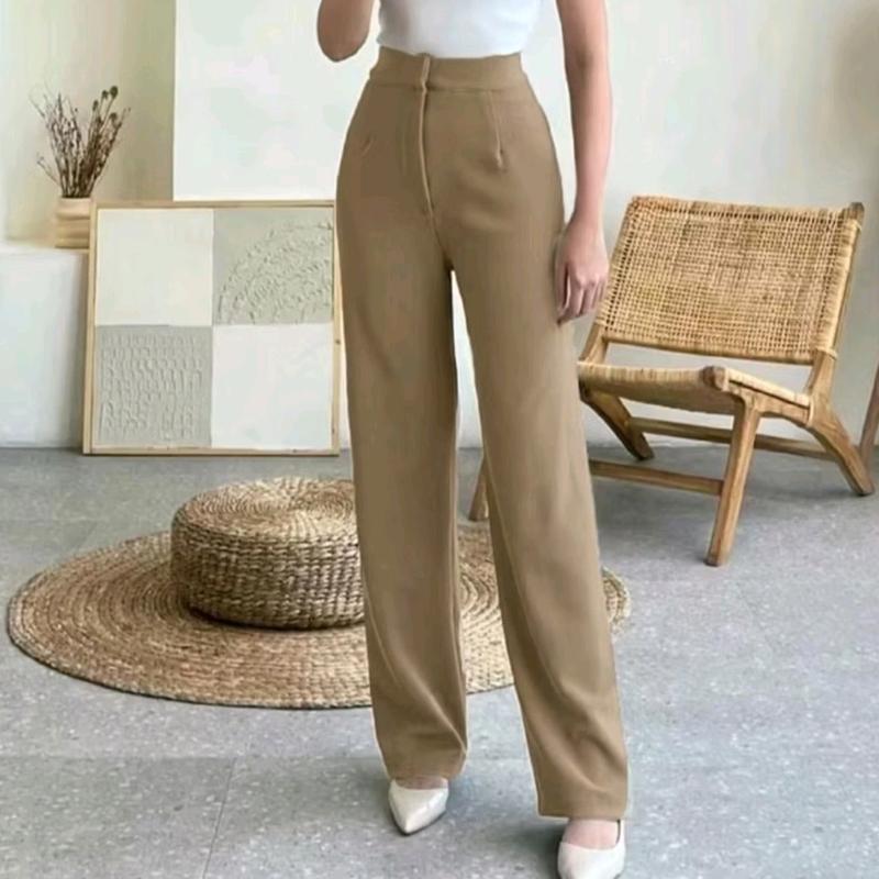 Cozie Knitt Pants Celana Highwaist Panjang Wanita Kullot Rib Premium Basic Karet Kulot 3