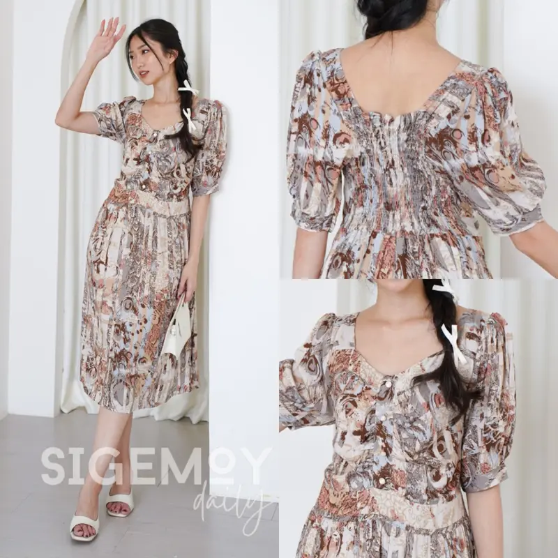 SIGEMOY DAILY -  FUJI DRESS - KOREAN VINTAGE DRESS DASTER NYAMAN BUMIL BUSUI FRIENDLY - SIGEMOY PAJAMAS 1