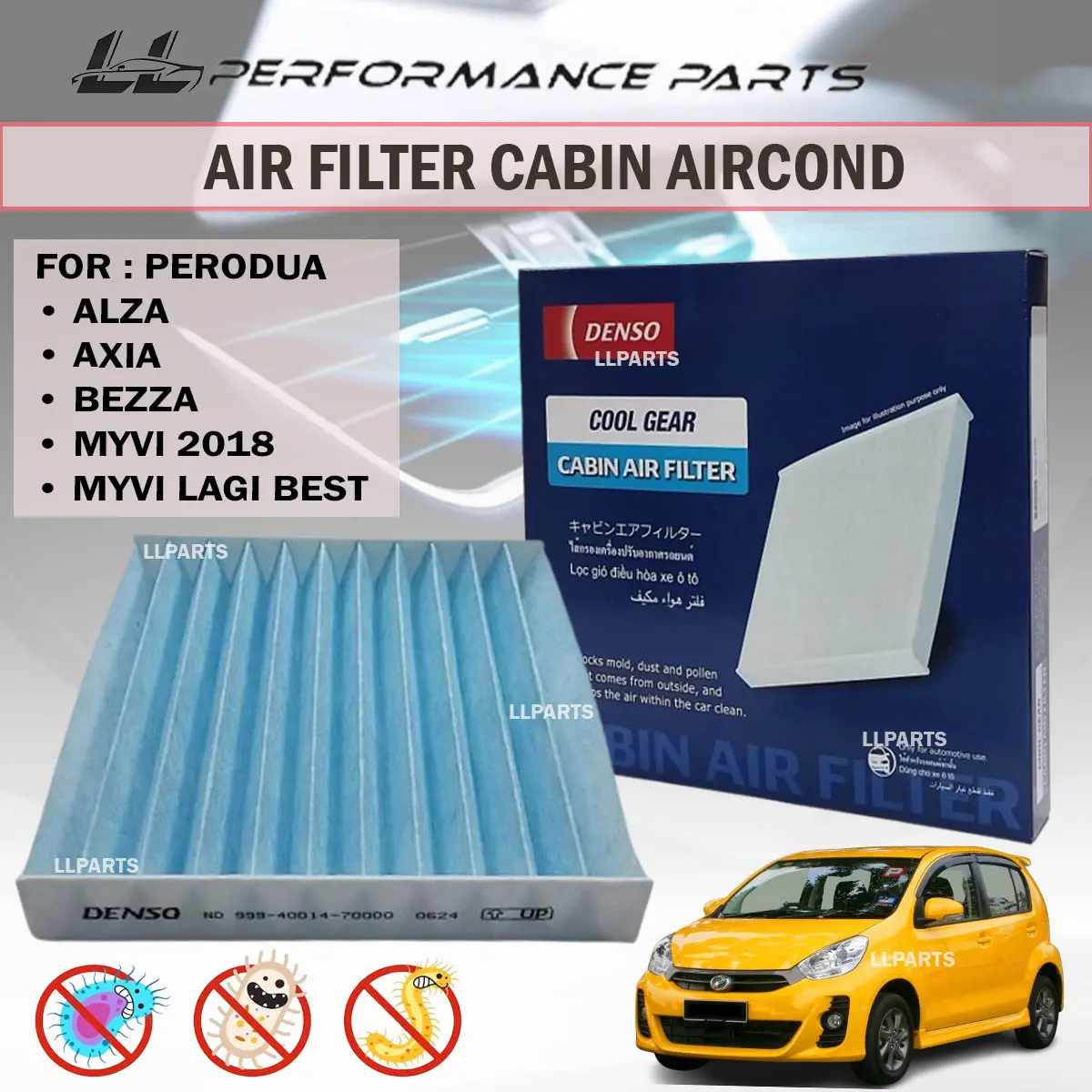 DENSO 999-40014-70000 Perodua Alza Axia Myvi Lagi Best Myvi 2018 Bezza Air Filter Cabin Aircond