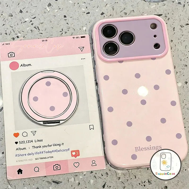 Case HP Untuk Redmi 13C 14C 9C NFC 9C 13X 12 13 10 9A  A1 A2 A3 10A C71 C61 C65 M6 Note 9 8 14 12 11 11s 10 10S Casing HP Softcase Silikon Warna Lembut Elegan Desain Titik Kecil Minimalis Gradasi Estetik Samping Hati 3D Viral Soft Cover