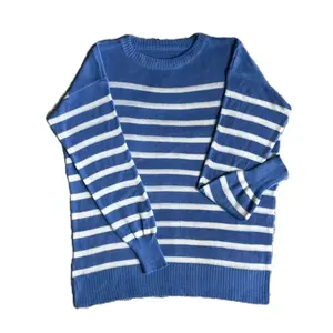 sweater rajut garis-garis YORA oversize-panjang 65cm, lingkar dada 115-120cm-fit atasan stripe