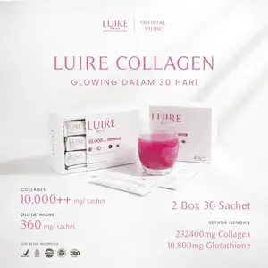 LUIRE Collagen Peptide 10.000mg - Paket Double Box (30 sachet) Minuman Serbuk Rasa Stroberi Kolagen Pemutih Badan | Collagen Peptide Drink |